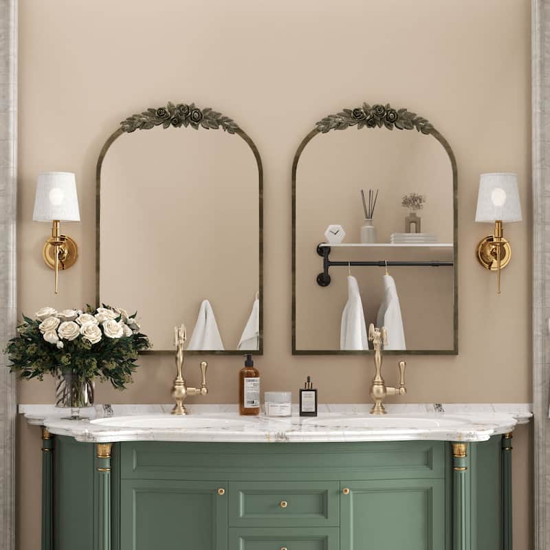 Antique Gold Traditional Arch Mirror Baroque Inspired Wall Decor