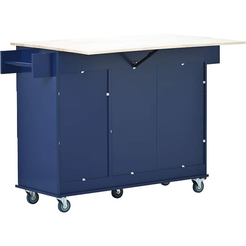 52.7 Inch Width Rolling Mobile Kitchen Island with Locking Wheels