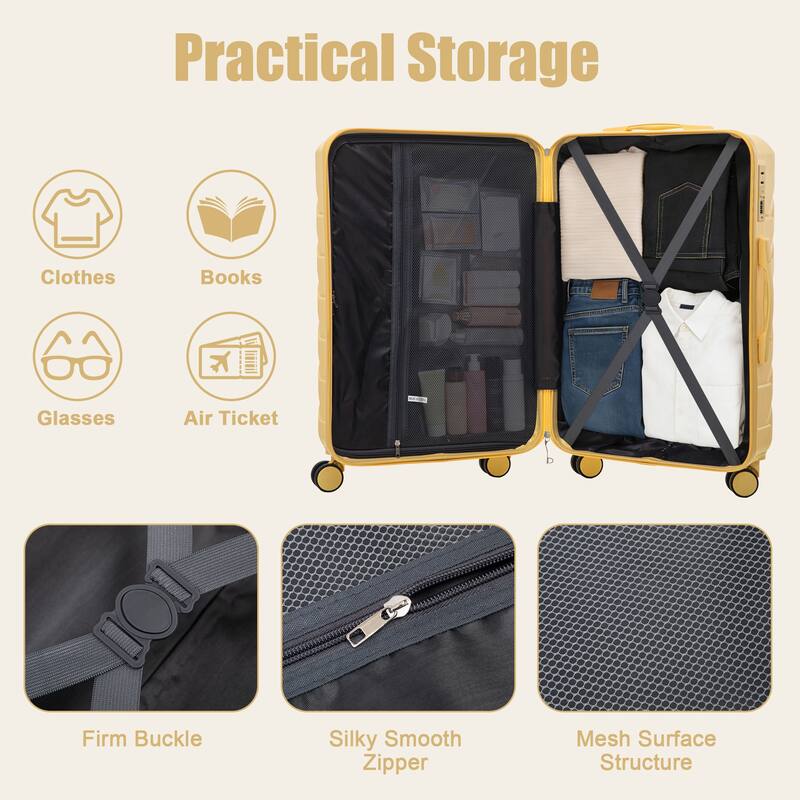 28 Inch Large Checked Luggage, Scratch Resistant Surface Four Multi-Directional Wheels, With Combination Lock and Side Hooks