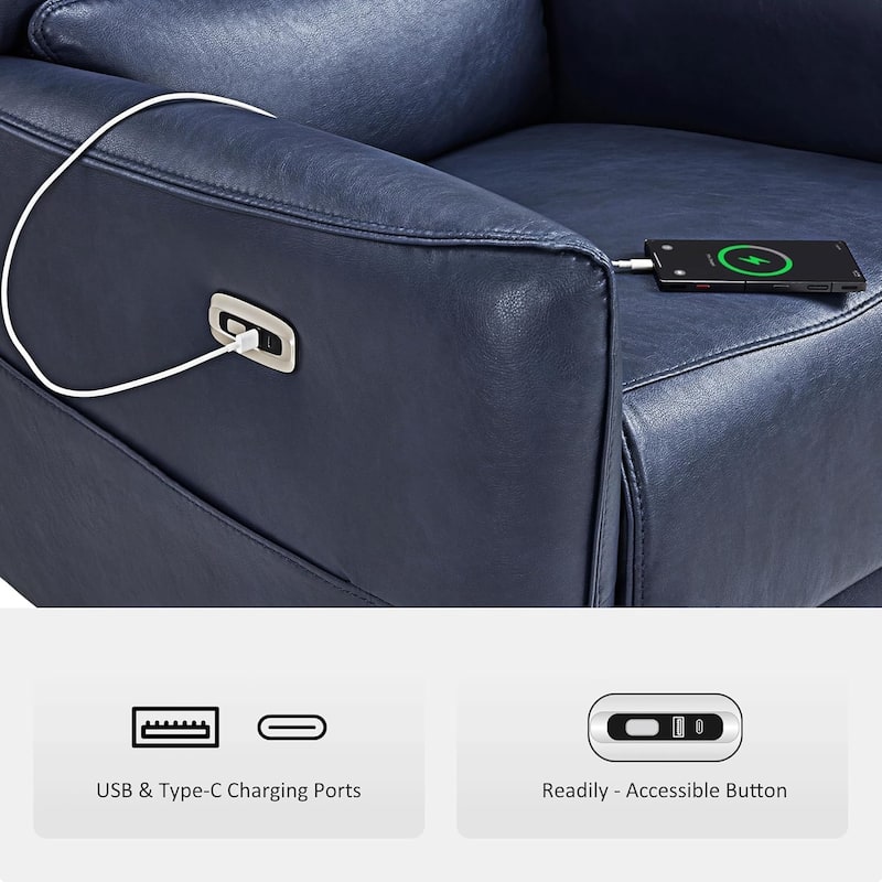 MCombo Power Swivel Rocker Recliner with Lumbar Support, Faux Leather Electric Nursery Glider Recliner Chair