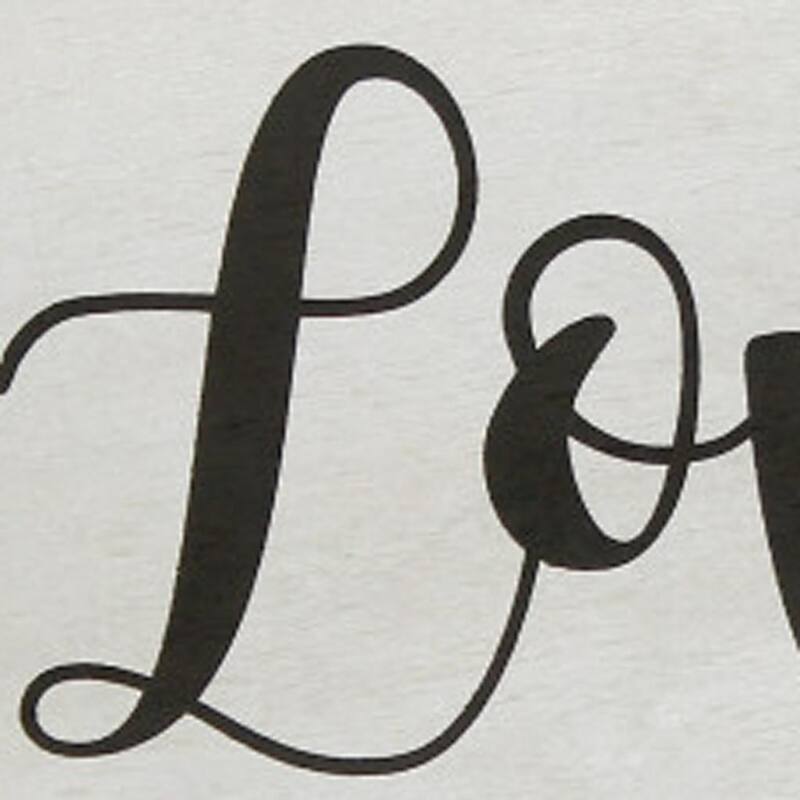 HomeRoots 14" Gray And Black Love Round Serving Tray With Handles - 13.75 in. x 1.65 in. x 13.75 in.