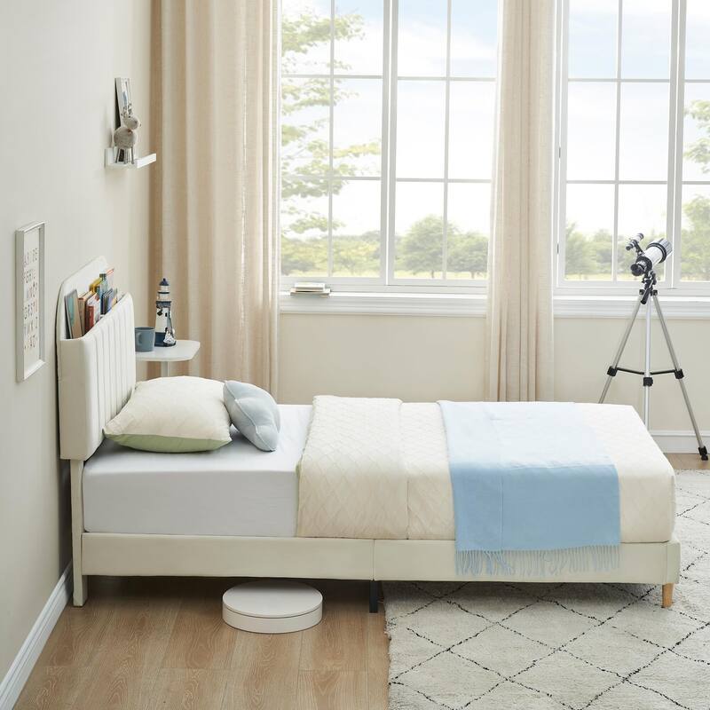 Twin/Twin XL/Full Size Bed Frame with Bookcase Headboard