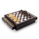 preview thumbnail 1 of 0, Curata Carbon Fiber and Mother of Pearl Design Chess Set with Accessory Drawers For Chessmen 15x13.25x3.5"