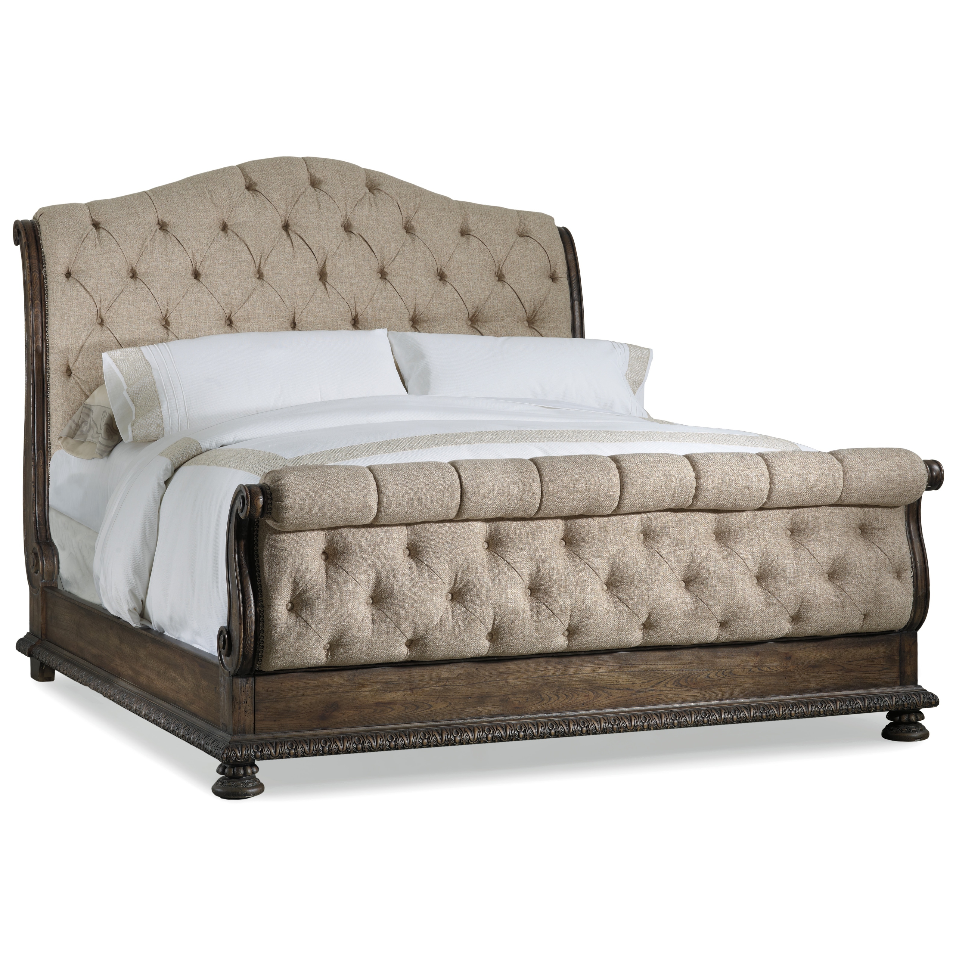 Queen upholstered sleigh bed sale