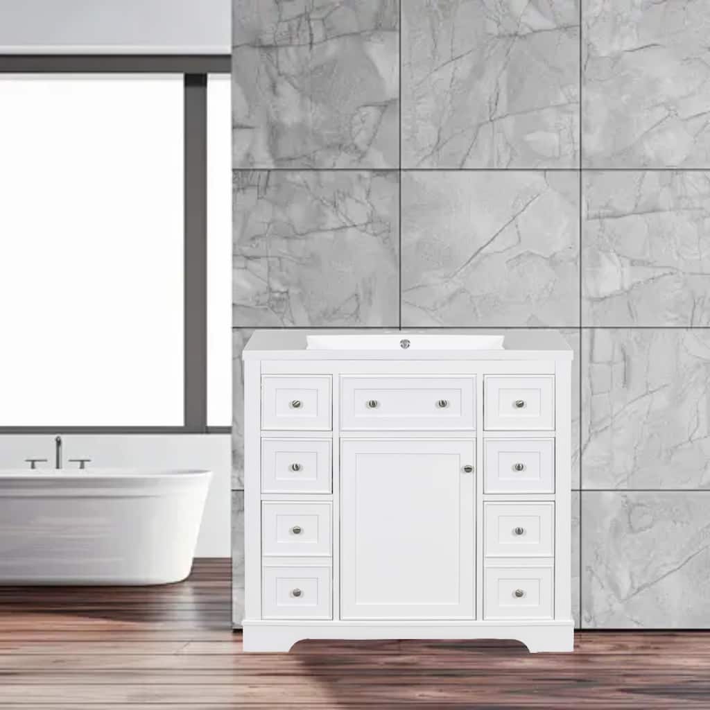 Modern 36" Freestanding Bathroom Vanity with Sink, Cabinet, Drawers & Adjustable Shelf