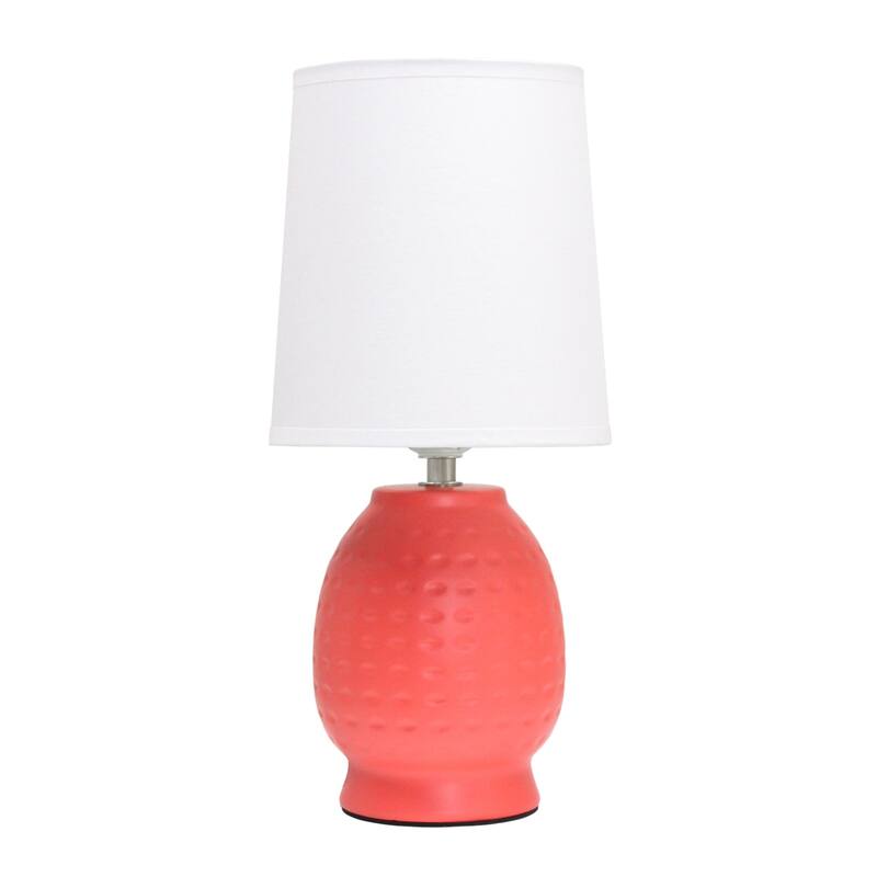 Petite Dimpled Ceramic Table Lamp with Tapered Shade - 12.5" - Orange