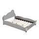 preview thumbnail 14 of 16, Full Size Velvet Platform Bed Kids Bed with Bear-Shaped Headboard with Bed-End Storage Pocket, Beige