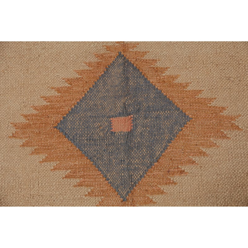 Hand Woven Oriental 100% Jute Carpet Southwestern Modern Beige & Ivories Kilim Area Rug - 12' 6'' X 9' 4''