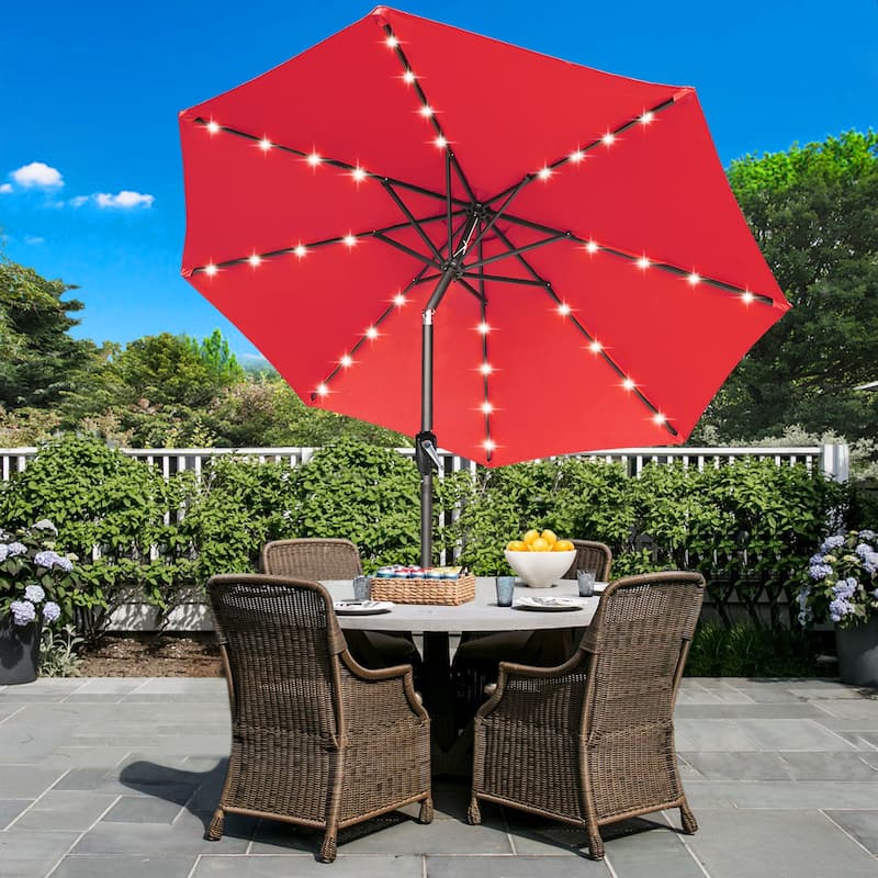 ABCCANOPY 7.5FT Outdoor Patio Solar Umbrella with 32LED Lights Bed
