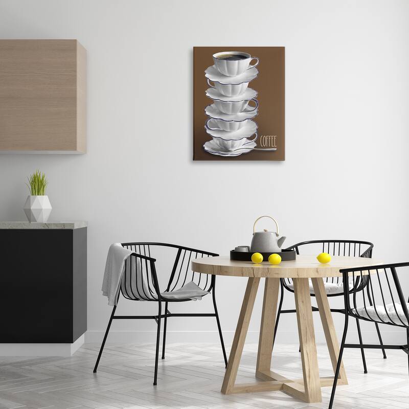Stupell Stacked Teacups with Coffee Canvas Wall Art Design By Matthew Piotrowicz