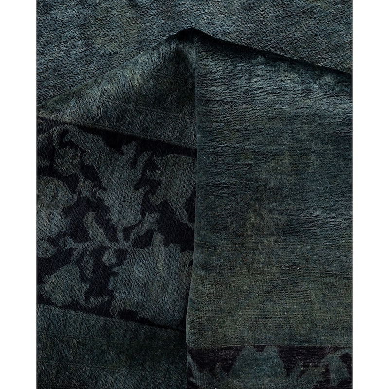 Overdyed One-of-a-Kind Hand-Knotted Area Rug - Black - 8' 10" x 11' 6"