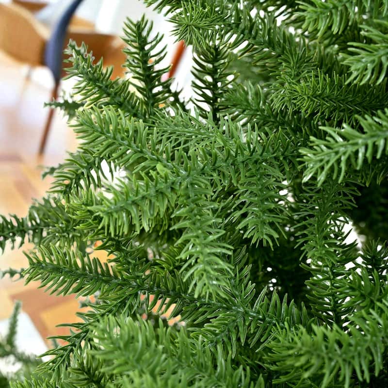 7ft Full PE Unlit Christmas Tree with Hinged Branches and Foldable Metal Stand