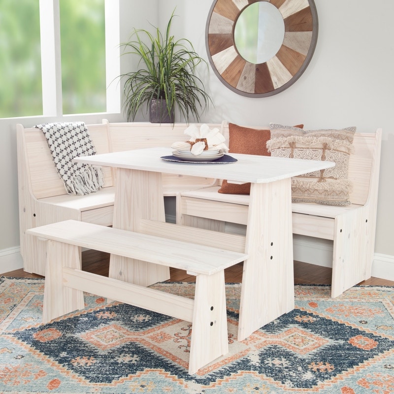 Linon Wendell Solid Wood Corner Breakfast Nook Dining Set