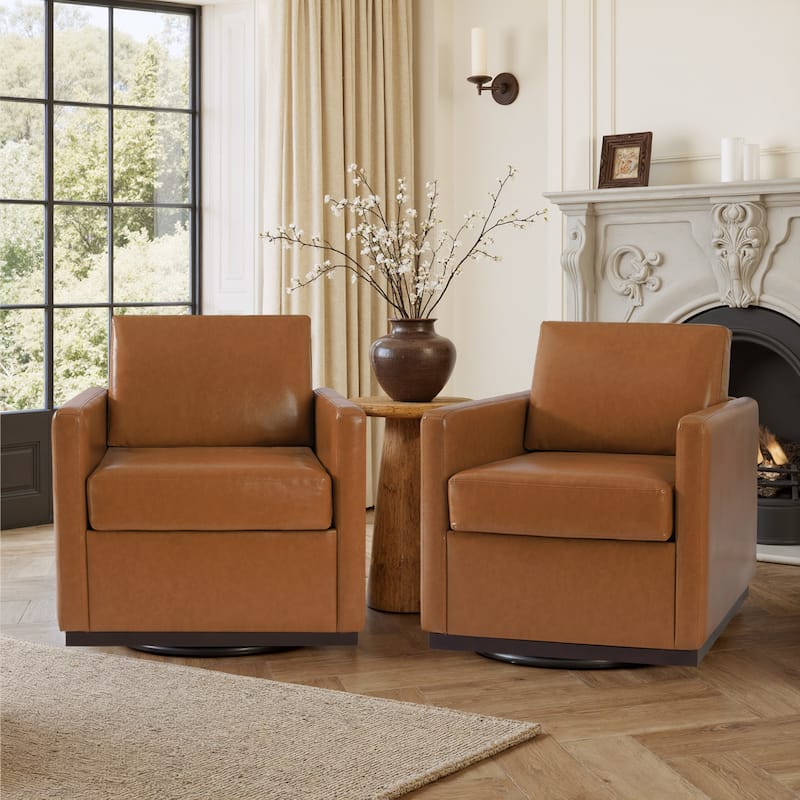 Set of 2 Modern Swivel Accent Armchairs Upholstered Arm Chairs