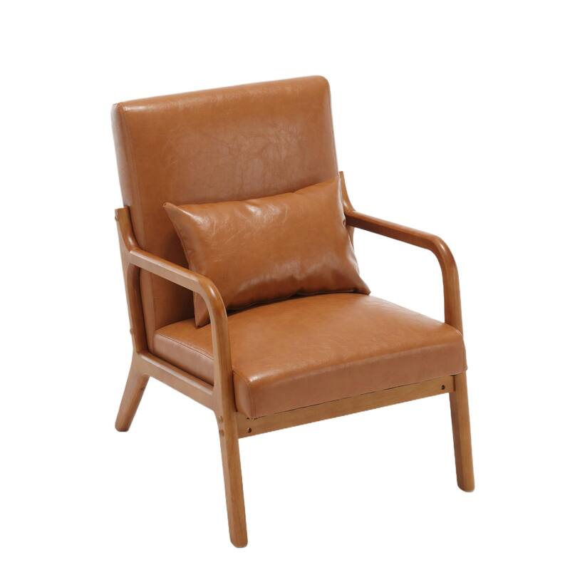 Light Brown Modern 23.2" Accent Chair with Pillow