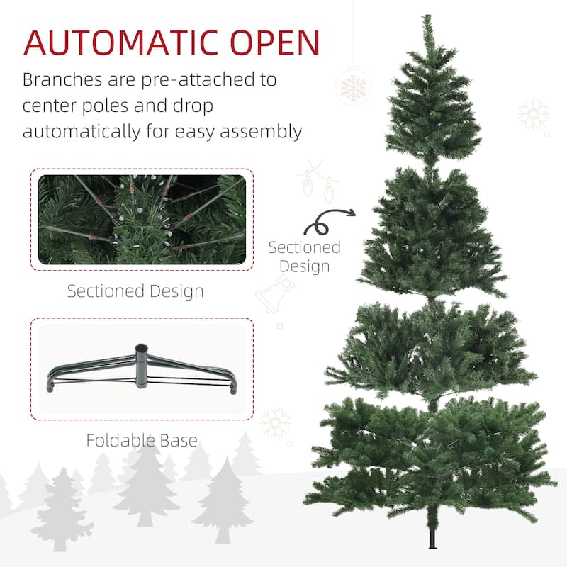 9FT Artificial Christmas Tree, Wide & Realistic Pine Shape, Safe Flame-Retardant Design
