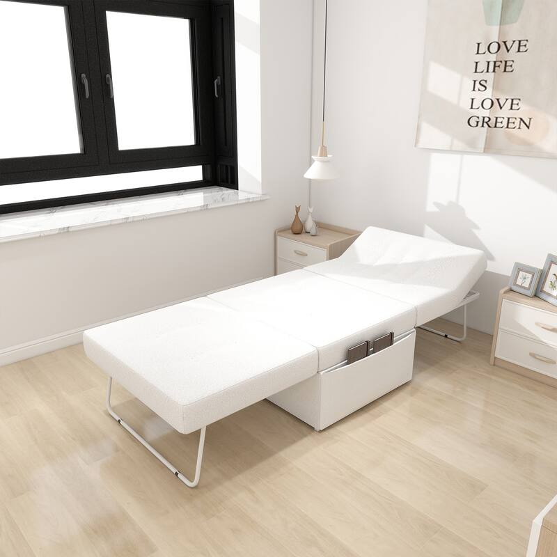 4 in 1 Multi-Function Folding Ottoman Sleeper Bed Adjustable Backrest for Living Room