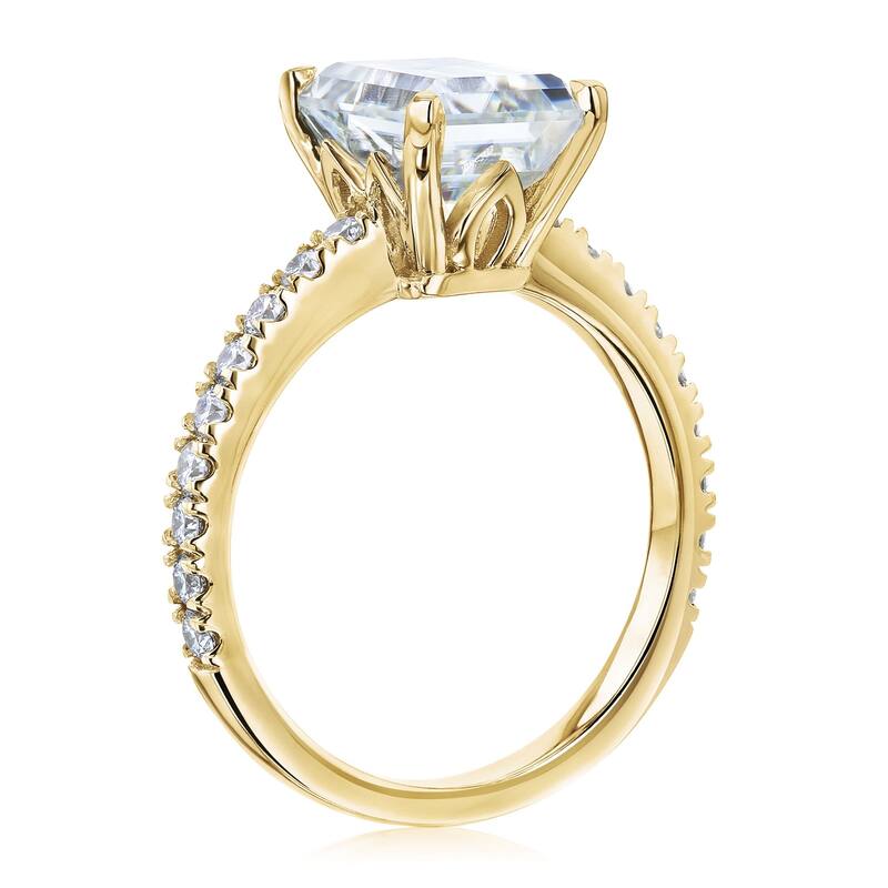 Annello by Kobelli 14k Gold 3 1/6ct TGW Radiant Moissanite and Diamond Tulip Head Engagement Ring (GH/VS, GH/I)
