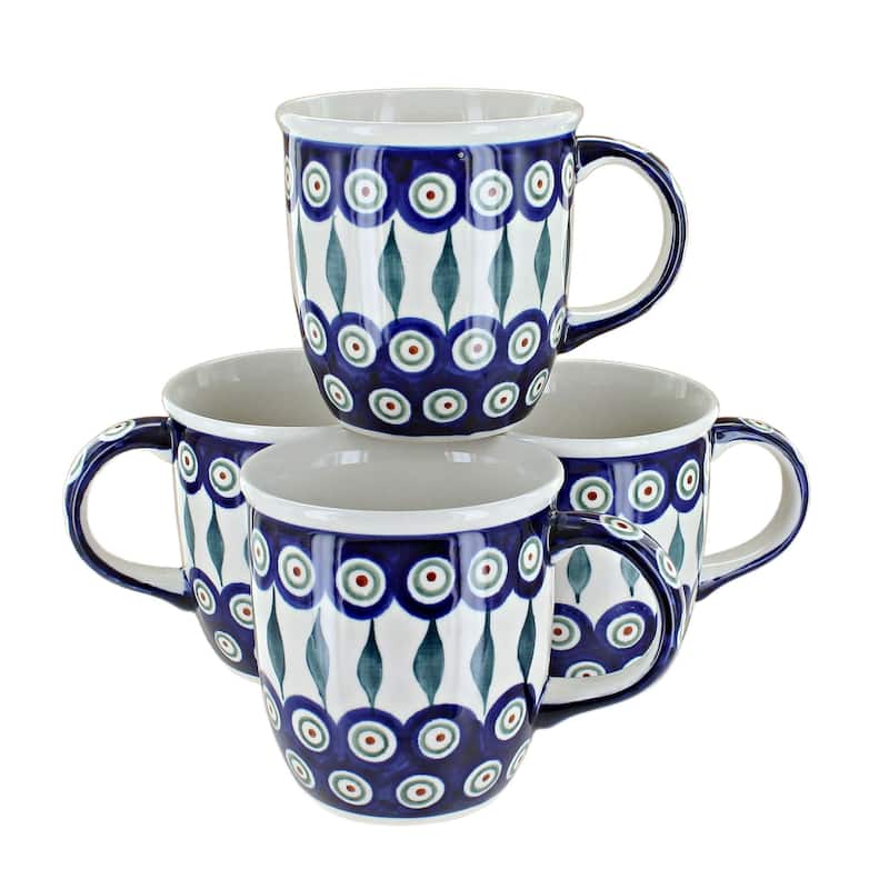Blue Rose Polish Pottery 1800 Zaklady 4PC Mug Set