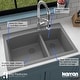 preview thumbnail 38 of 57, Karran Drop-In Quartz 33 in. 1-Hole 60/40 Double Bowl Kitchen Sink Kit