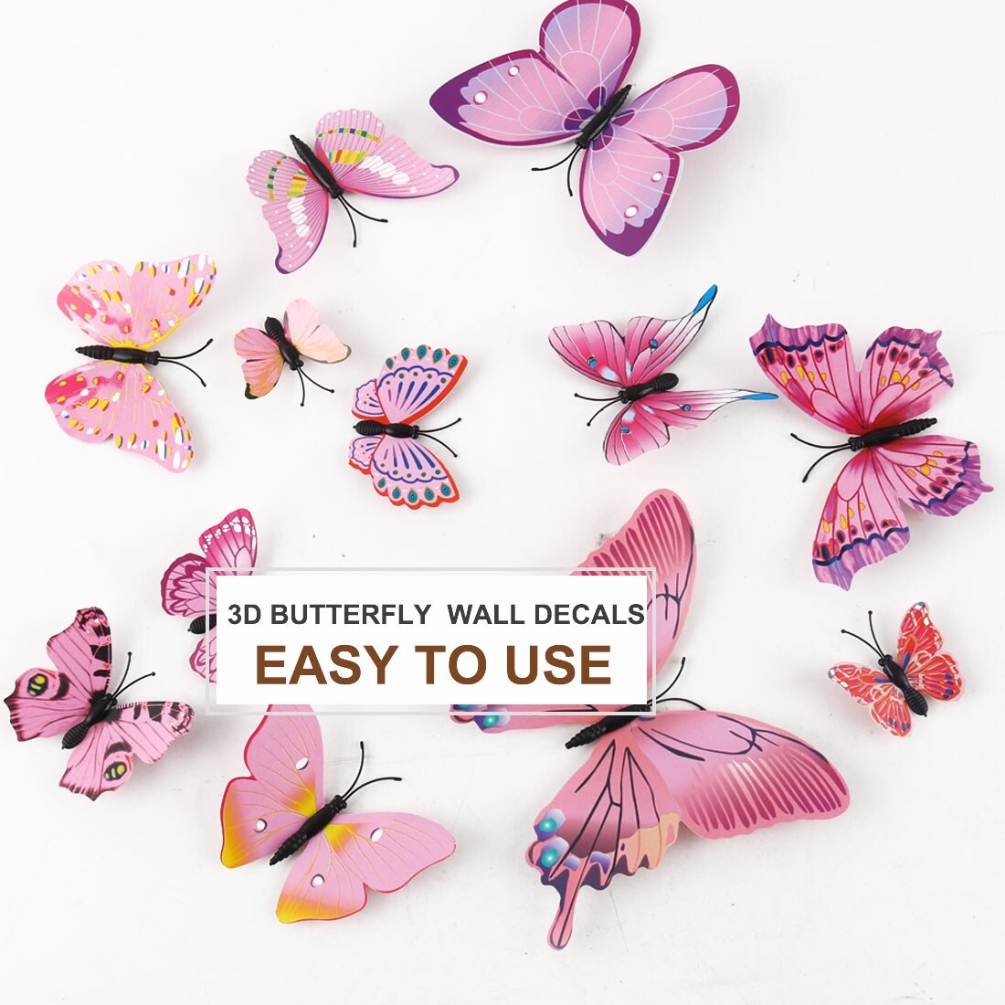 Shop 12pcs 3d Butterfly Wall Stickers Decal Stickers For Room
