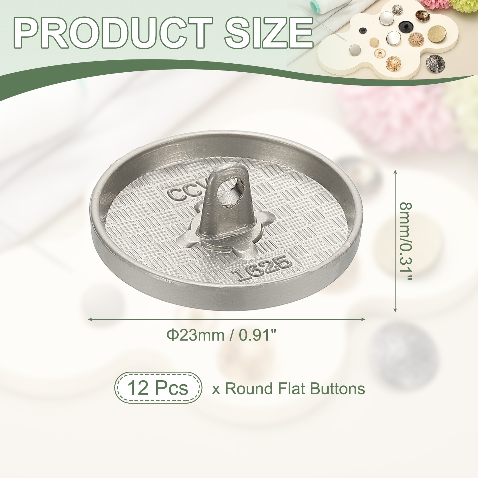 Metal Round Flat Buttons, Alloy Shank Round Shaped Sewing Buttons - Fitting for (Men - Women - Coat)
