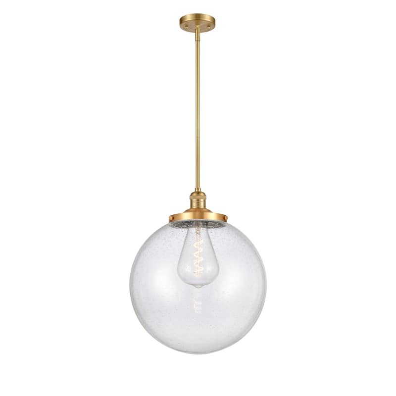 Innovations Lighting Franklin Restoration Beacon - 1 Light 16" Stem Hung Pendant - Satin Gold/Seedy