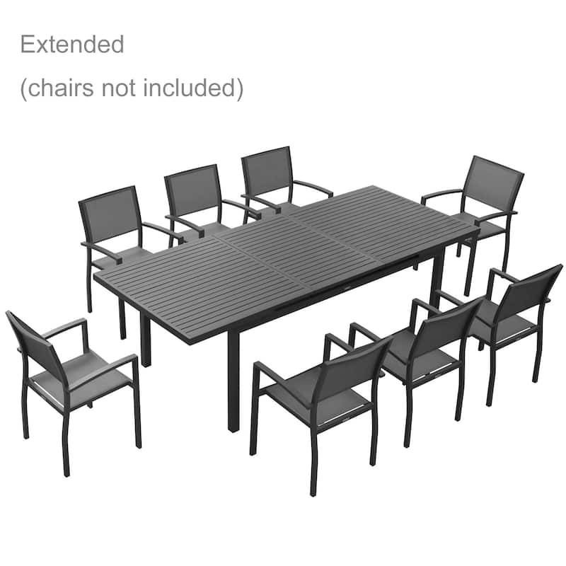 HIGOLD Heck Aluminum 1-Piece Extendable Patio Dining Table, Outdoor Furniture for 8