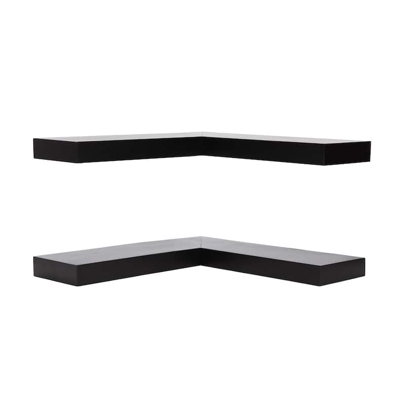 Kate and Laurel Havlock Wood Shelf Set - 2 Piece Corner - Black