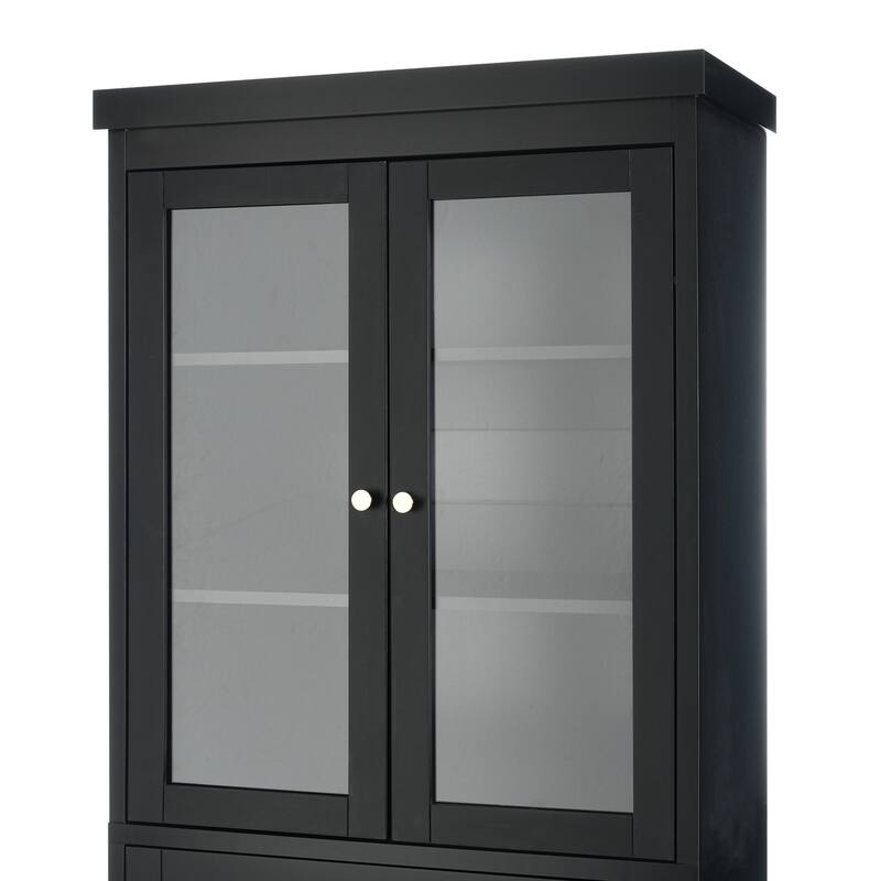 70.1" Tall Bathroom Floor Storage Cabinet, Freestanding Cabinet with Soft Close Glass Doors, Adjustable Shelves