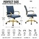 preview thumbnail 14 of 14, Benmar Ribbed PU Leather Office Chair - Ergonomic Swivel Desk Chair - Chrome Gold Steel Base Executive Computer Seat