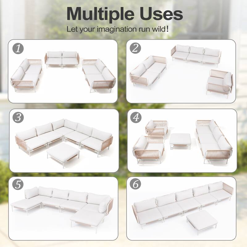 Pellebant Outdoor Sectional Sofa Patio Conversation Seating Set