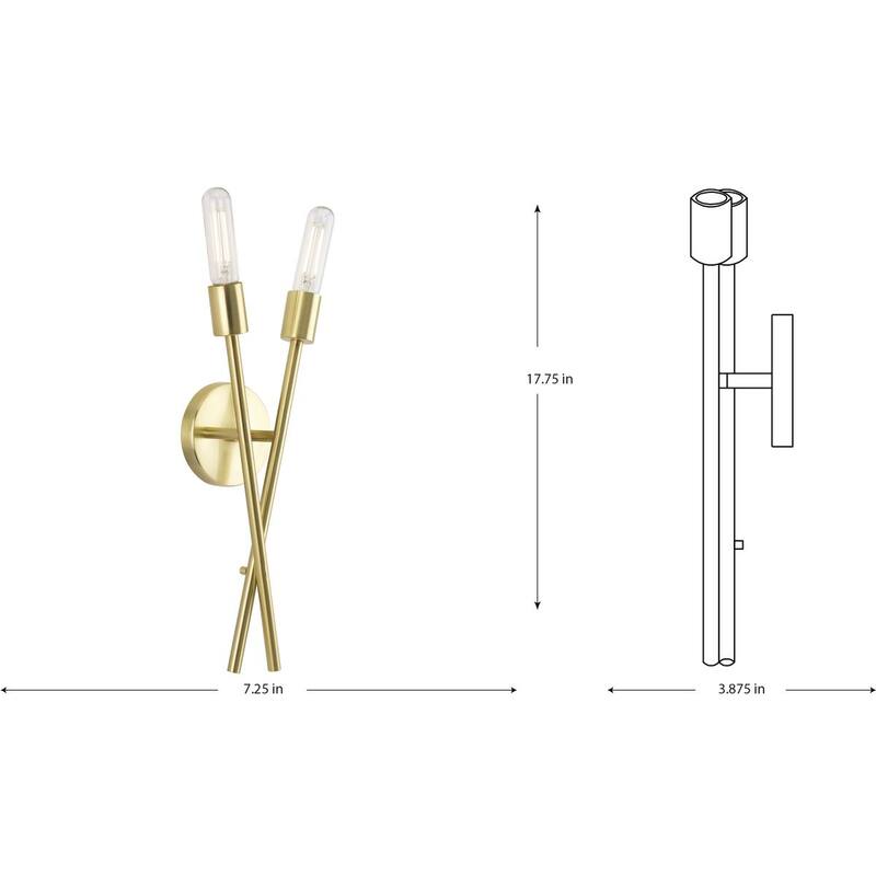 Astra Collection 2-Light 18 in. Satin Brass Modern Wall Bracket - Medium