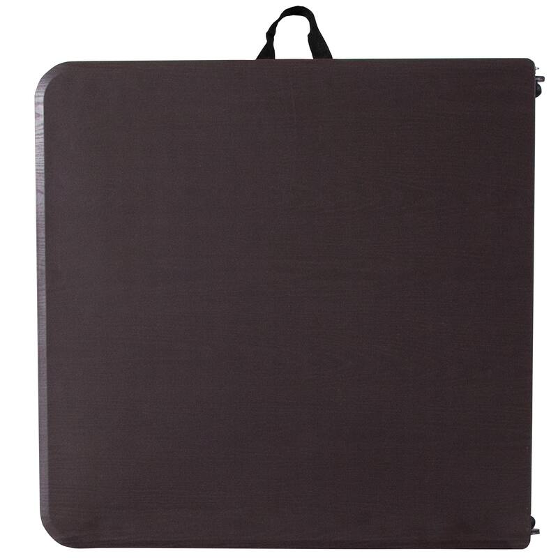 4-Foot Height Adjustable Bi-Fold Dark Gray Plastic Folding Table with Handle