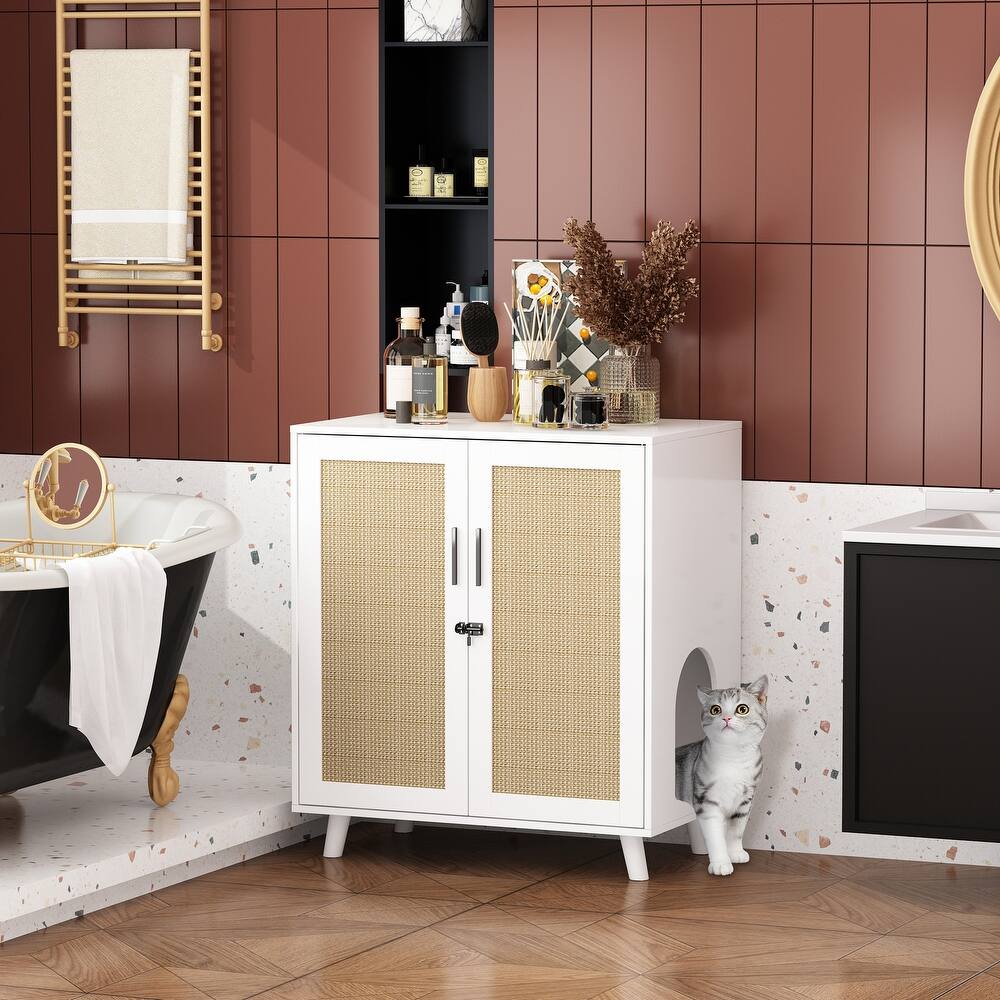 Buffet Cat Litter Box Enclosure Cabinet Hidden Cat Washroom Furniture