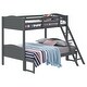 preview thumbnail 25 of 25, Elegant Twin over Full Bunk Bed with Camelback Headboard, Angled Ladder, Guardrails & Mission-Style Design