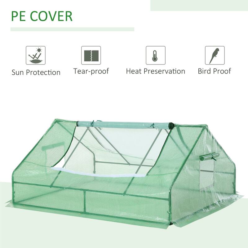Outsunny 71" x 55" x 32" Mini Tunnel Greenhouse Garden Planting Shed Outdoor Flower Planter Warm House with Zipper Backyard