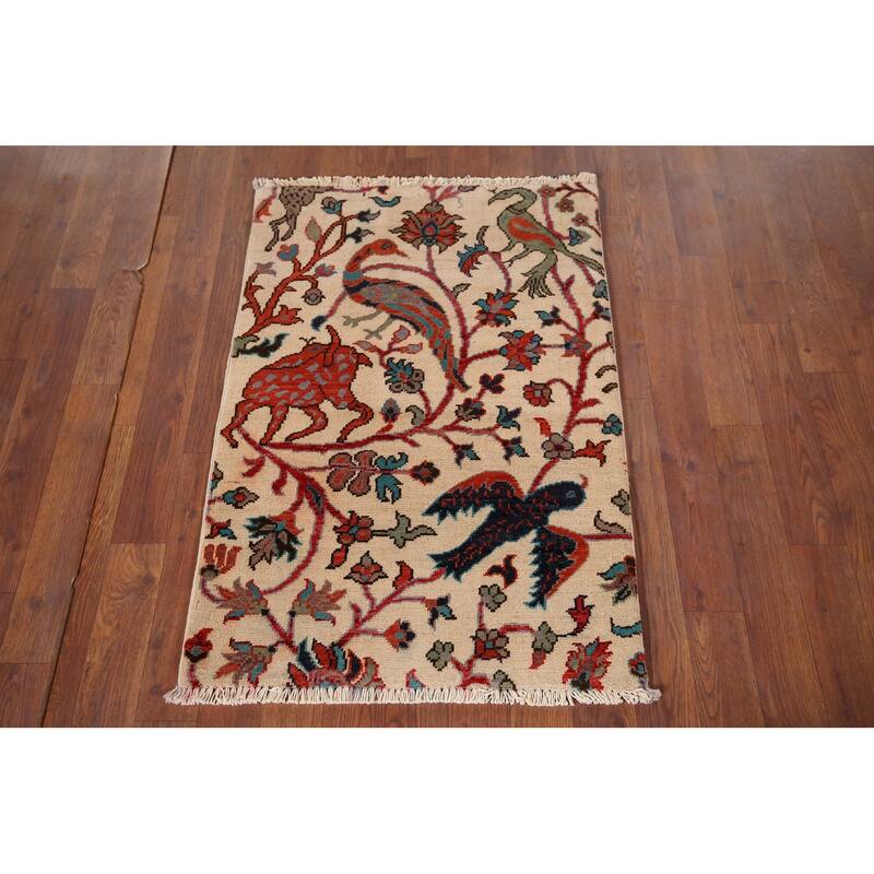 Animals Design Ziegler Foyer Rug Hand-Knotted Oriental Wool Carpet - 2'1" x 3'1"