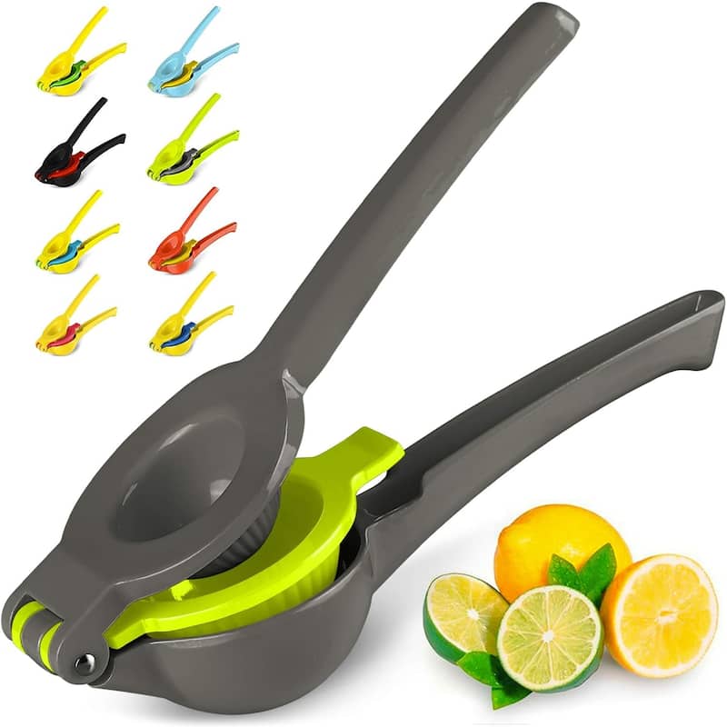 Zulay Kitchen Metal 2-In-1 Lemon Squeezer Manual - Gray and Lime Punch