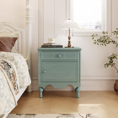 Christopher Knight Home - Marwood Carved Wood Nightstand with Soft-Close Slides and Gourd Legs