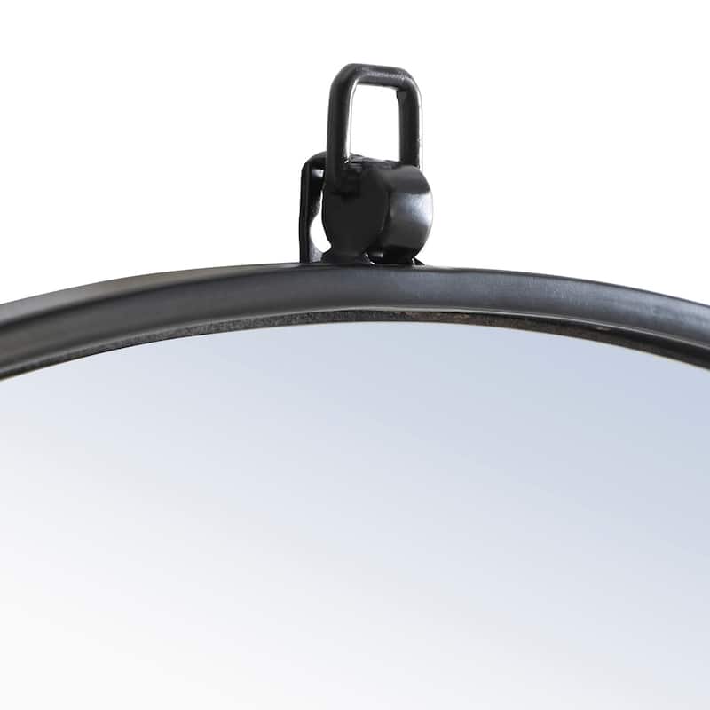 Strick & Bolton Patti Metal 24-inch Round Mirror with Decorative Hook