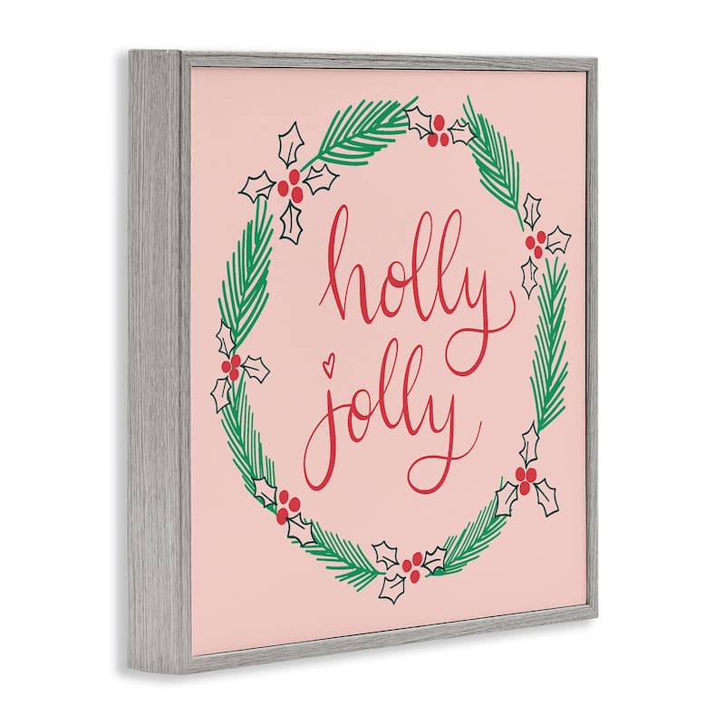 Stupell Minimal Holly Jolly Wreath Framed Giclee Art Design By Sazerelli Designs