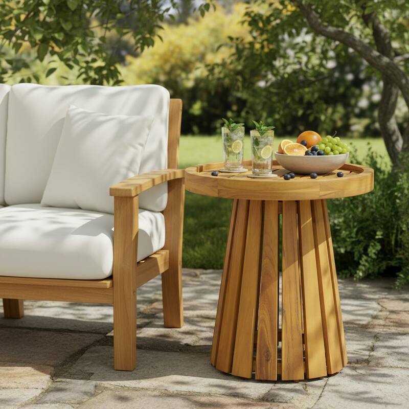 Christopher Knight Home Zephyron Acacia Wood Side Table with Natural Grain - Teak