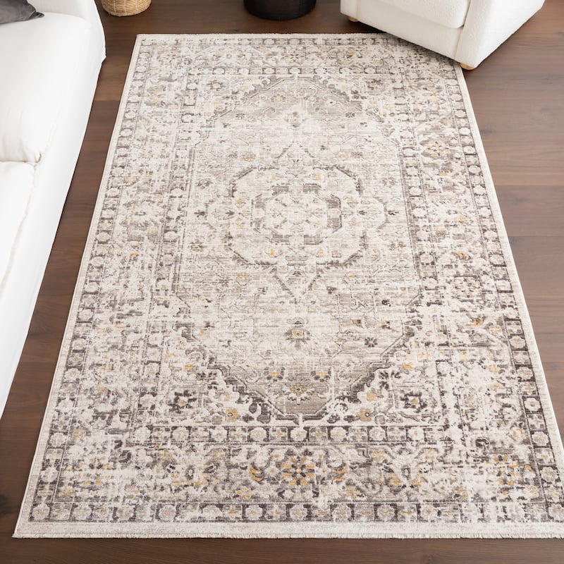 Nuloom Devika Vintage Traditional Medallion Area Rug - 8' x 10' - Light Grey - Rectangle
