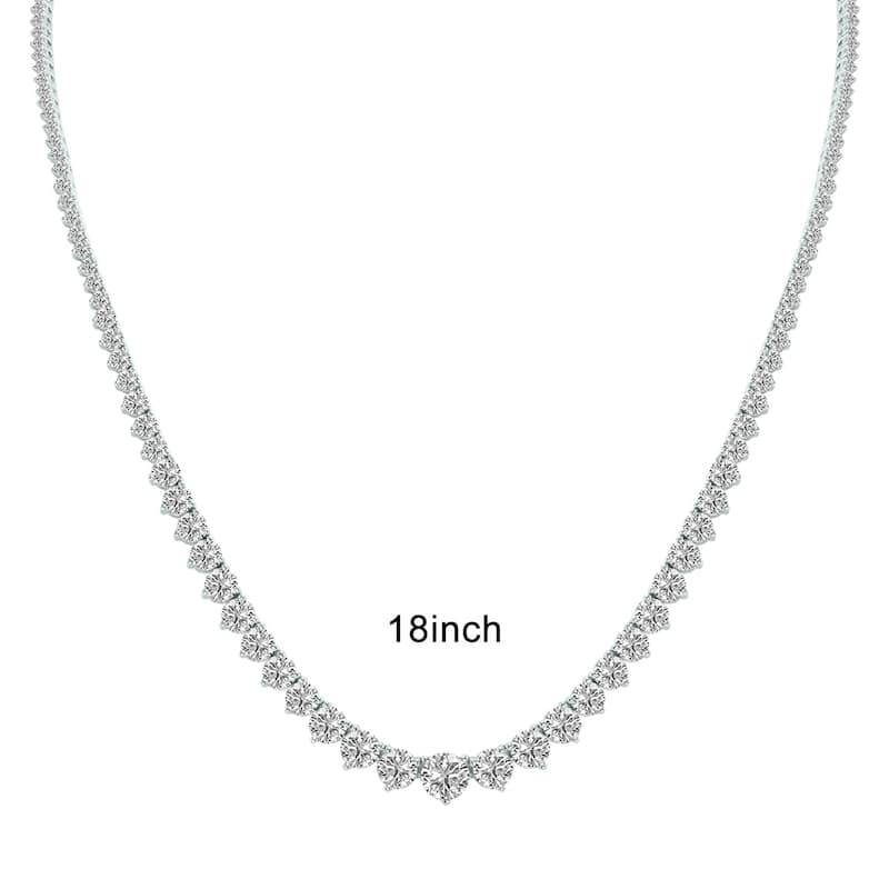 Marquee 20 Carat TW Graduated Lab Grown Diamond Tennis Necklace in 14K White Gold