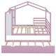 preview thumbnail 4 of 13, Pink Full Size Solid Wood House Bed with Trundle & Writing Board