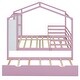preview thumbnail 4 of 13, Pink Full Size Solid Wood House Bed with Trundle and Writing Board for Kids