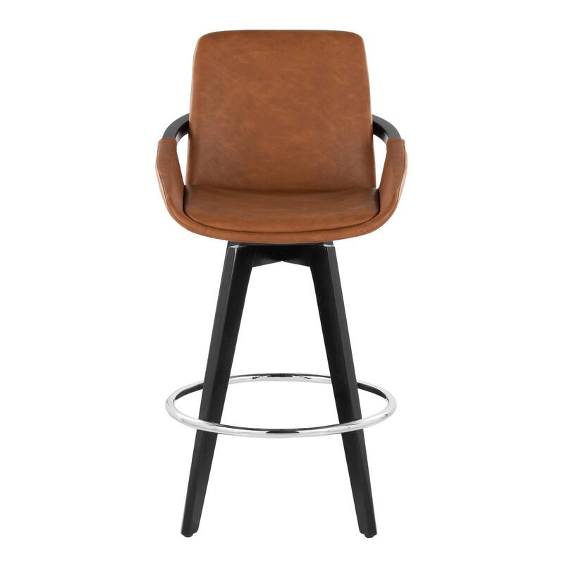 Carson Carrington Pugo Fixed-Height Counter Stool with Black Wood Base (Set of 2)