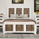 preview thumbnail 2 of 8, Farmhouse Platform Full Size Bed, Modern Wooden Bed with Wooden Strip Decoration, Plywood Slats Support, White