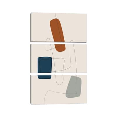 iCanvas "Navy Gray Burnt Orange Minimalist Line" by EmcDesignLab 3-Piece Wall Art Set